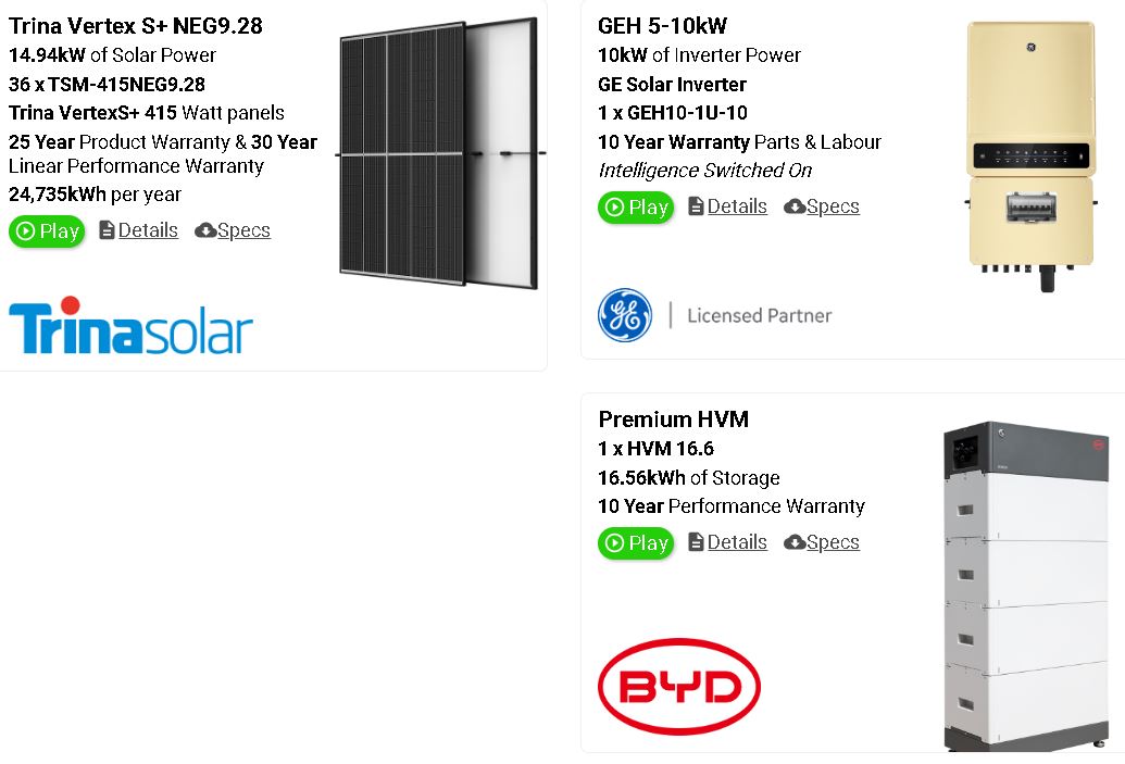 Solar Packages (single phase) 10kW hybrid,  14.94kW Solar,  22.1kWh Battery